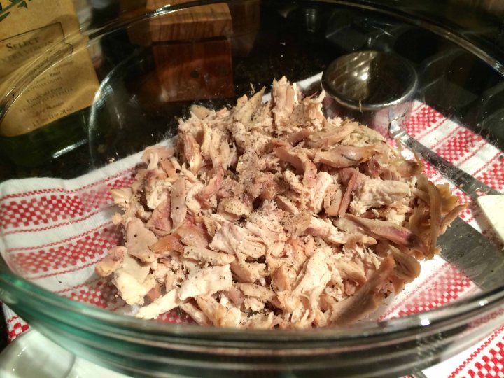 The shredded chicken