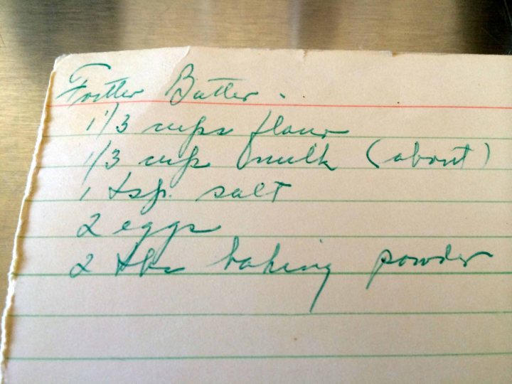 My aunt's recipe card