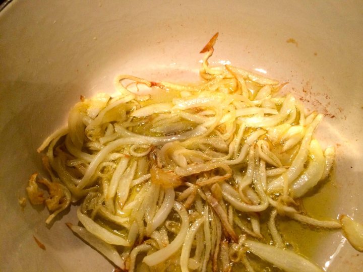 The cooked onions