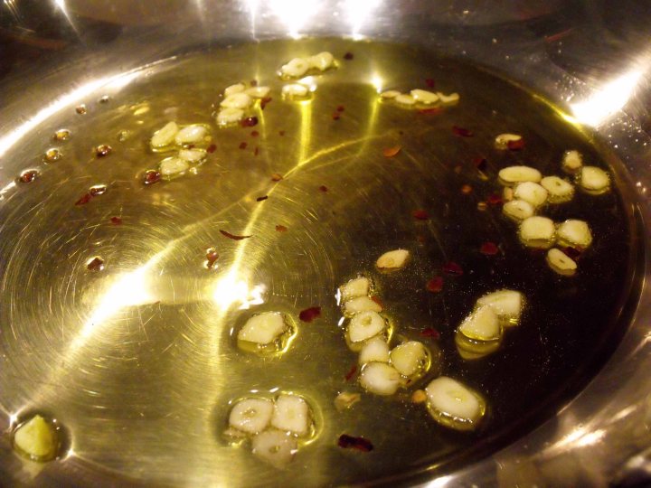 The garlic and red-pepper flakes