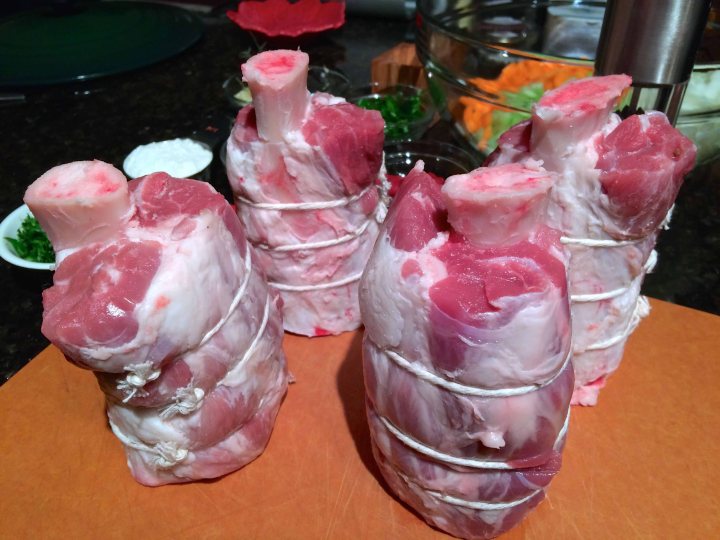 Tied pork shanks