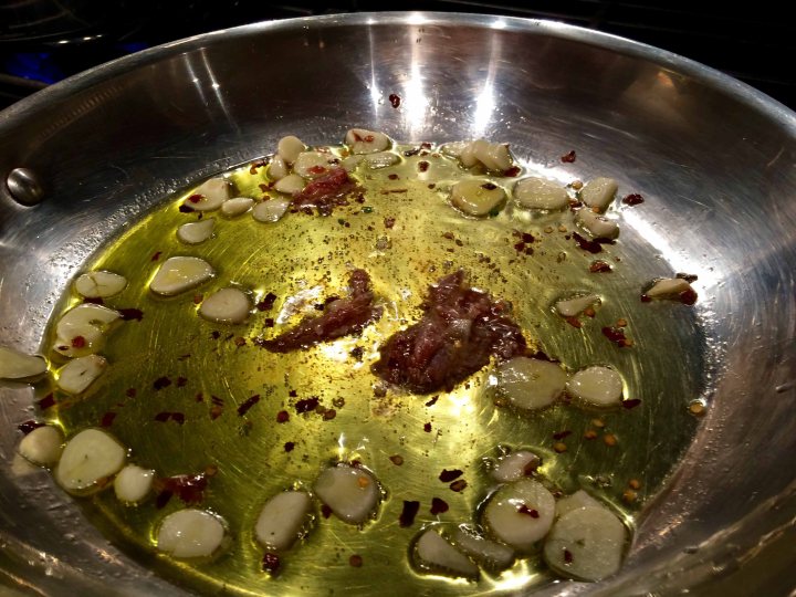 The garlic and anchovies