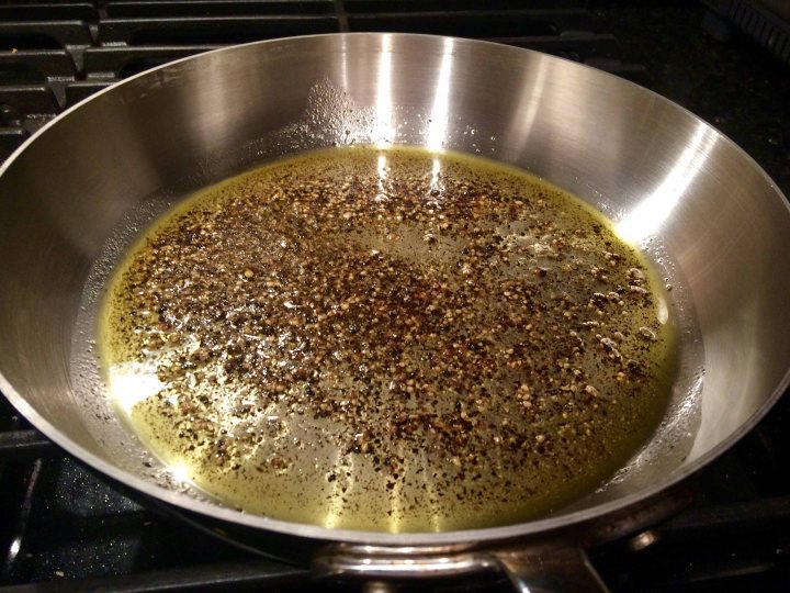 Toasting the pepper
