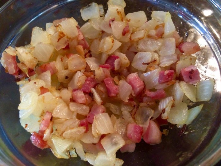 Cooked onions and pancetta