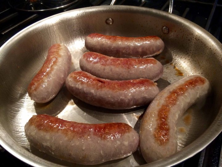 Browned sausages
