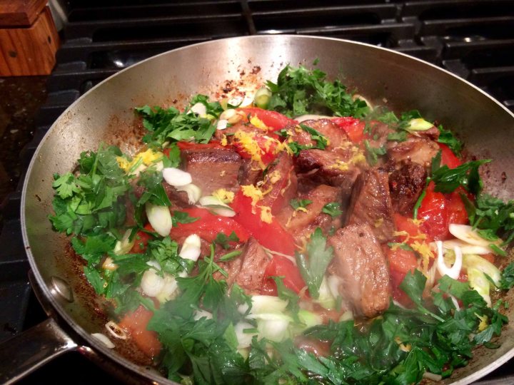 After adding the parsley, scallions, and lemon zest