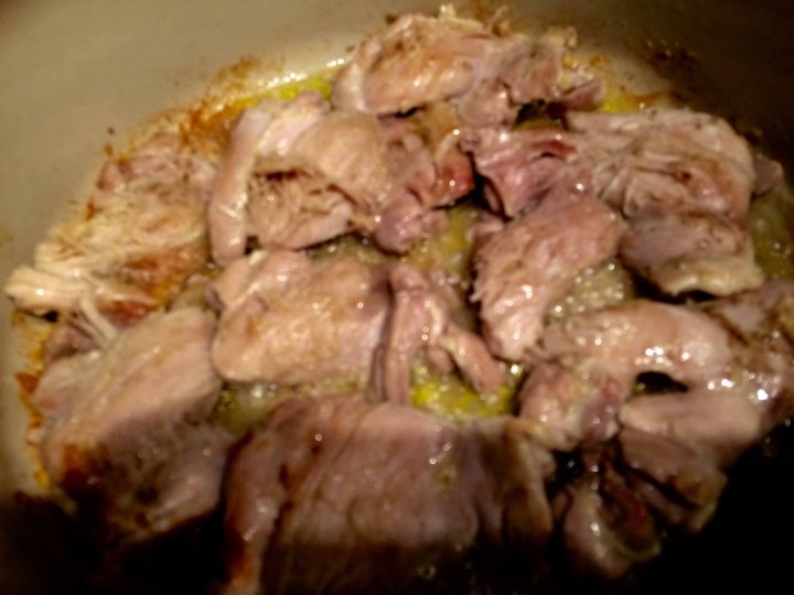 Browning the chicken